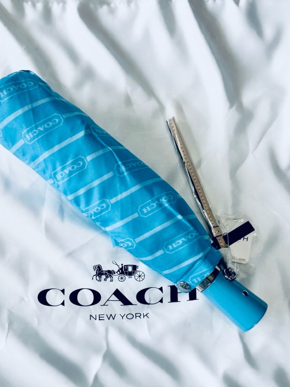 RARE Authentic Vintage Coach Lozenge Compact Umbrella 12”